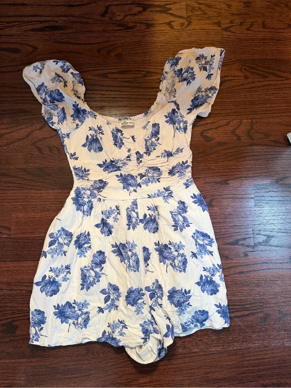 Hollister White Top with Blue Floral Print